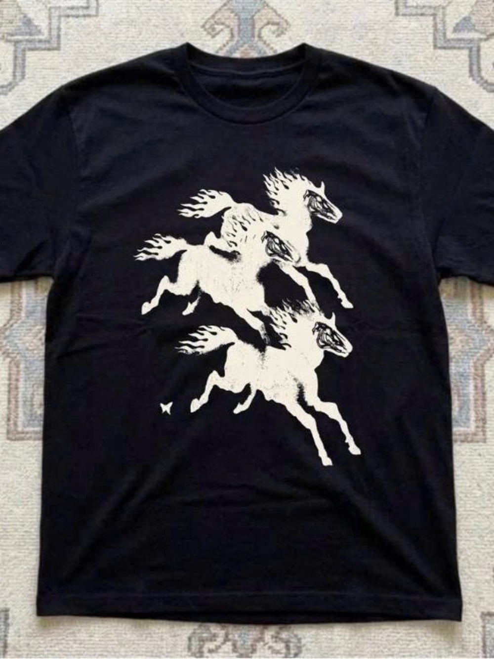 Gildan Black Short Sleeve Tee with White Galloping Horses Graphic